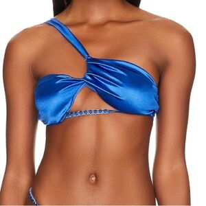 Blue One-Shoulder Bikini Top